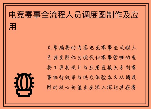 电竞赛事全流程人员调度图制作及应用
